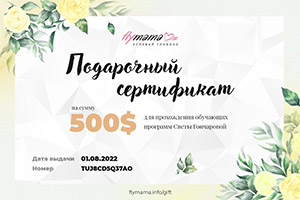 Flymama сертификат 500$
